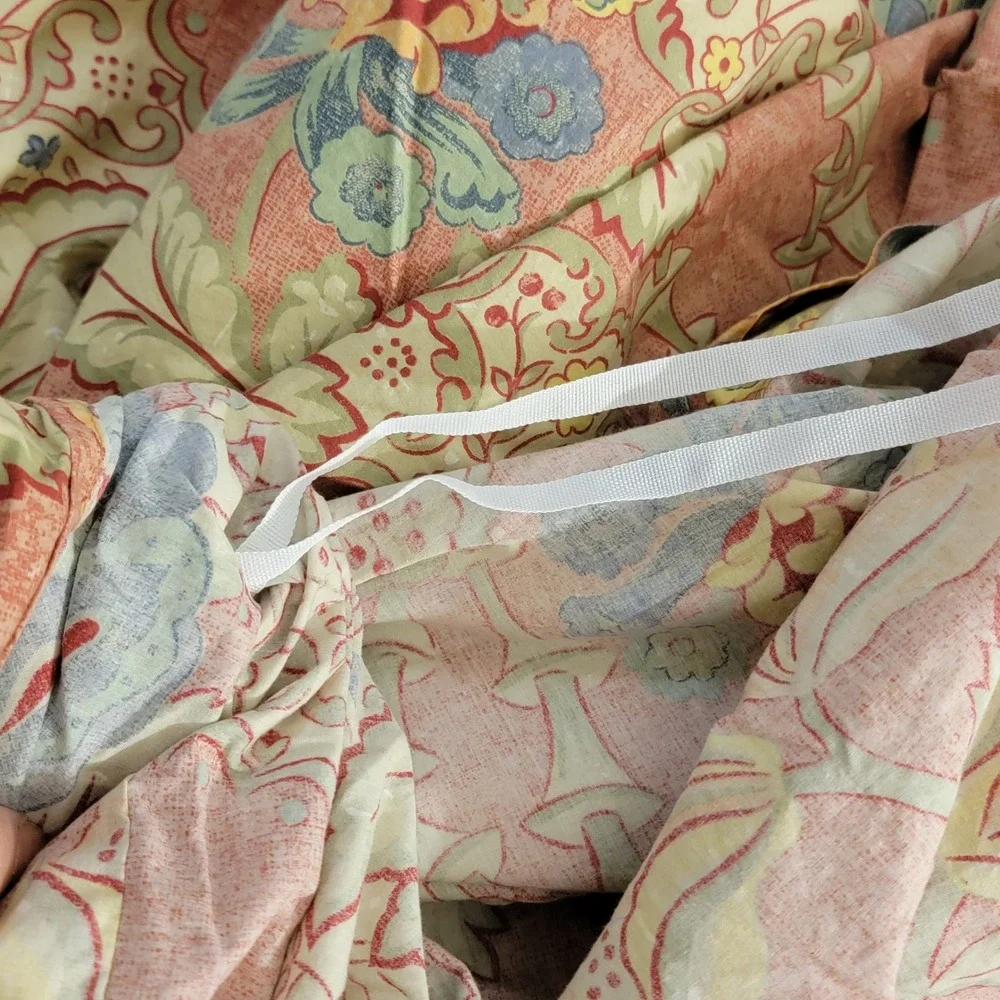 Pottery Barn Full Queen Duvet Cover Floral Paisley Red Blue Yellow